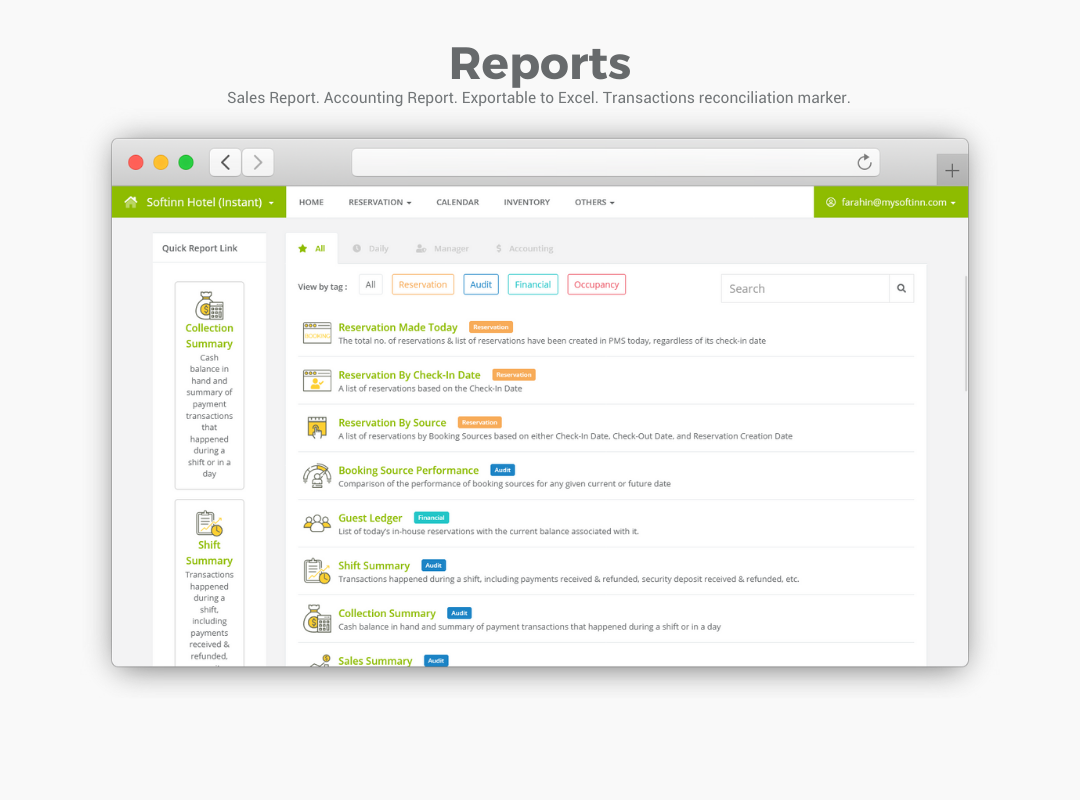 screenshot of Softinn PMS